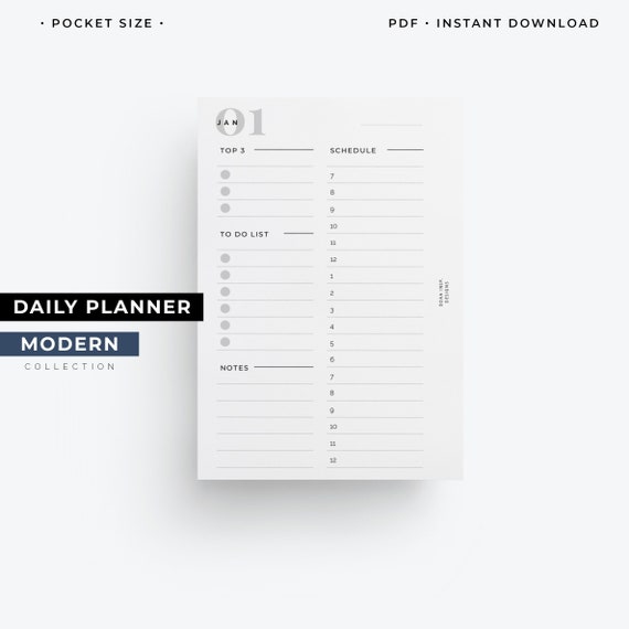 Pocket Size Daily Planner Printable Pocket Daily Agenda - Etsy