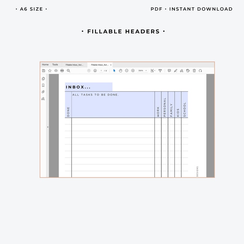 A6 Fillable Inbox Printable Planner Insert (digital Download) - Etsy