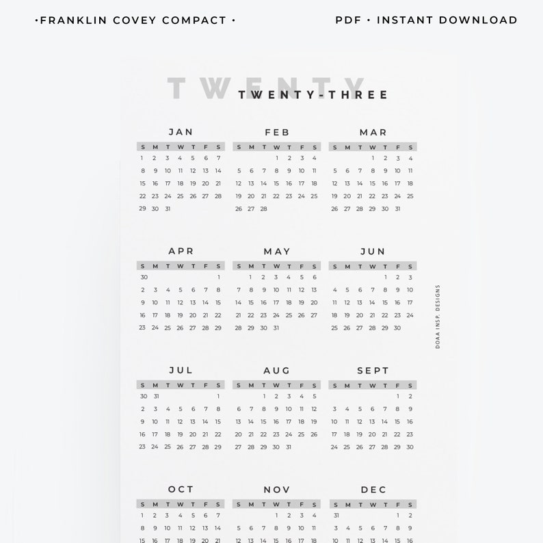Fc Compact 2023 Yearly Calendar 2023 FCC Planner Printable Etsy UK