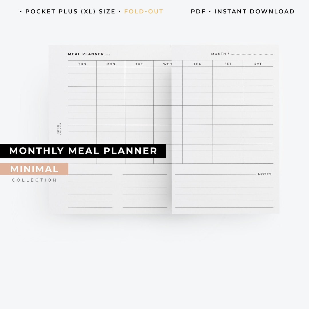 Pocket Plus Foldout Monthly Meal Planner (PDF Printable) - Etsy