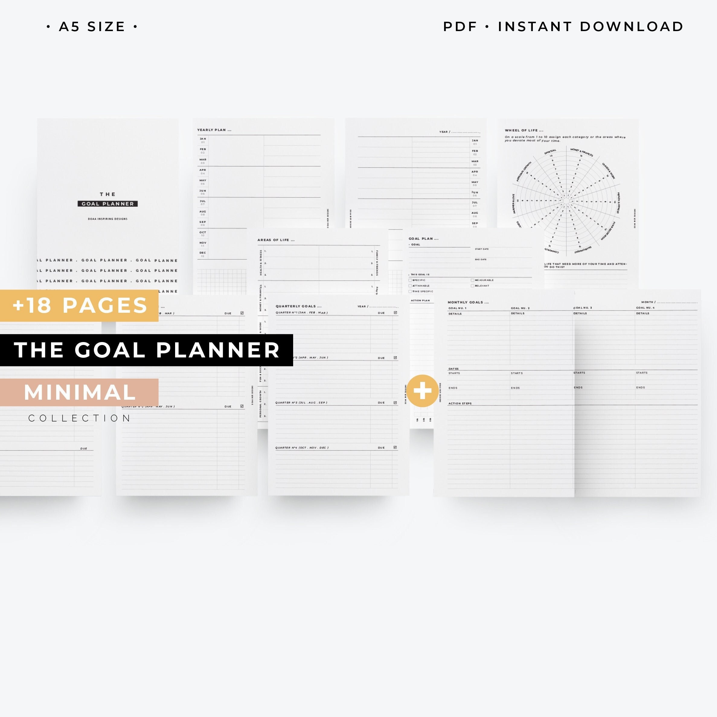 A5, Goal Planner Printable, A5 Goal Setting Template, A5 New Year ...