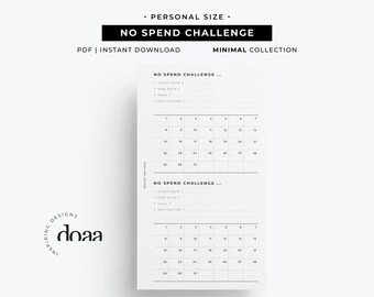 Personal Size No Spend Challenge Tracker: Minimalist Printable (PDF)