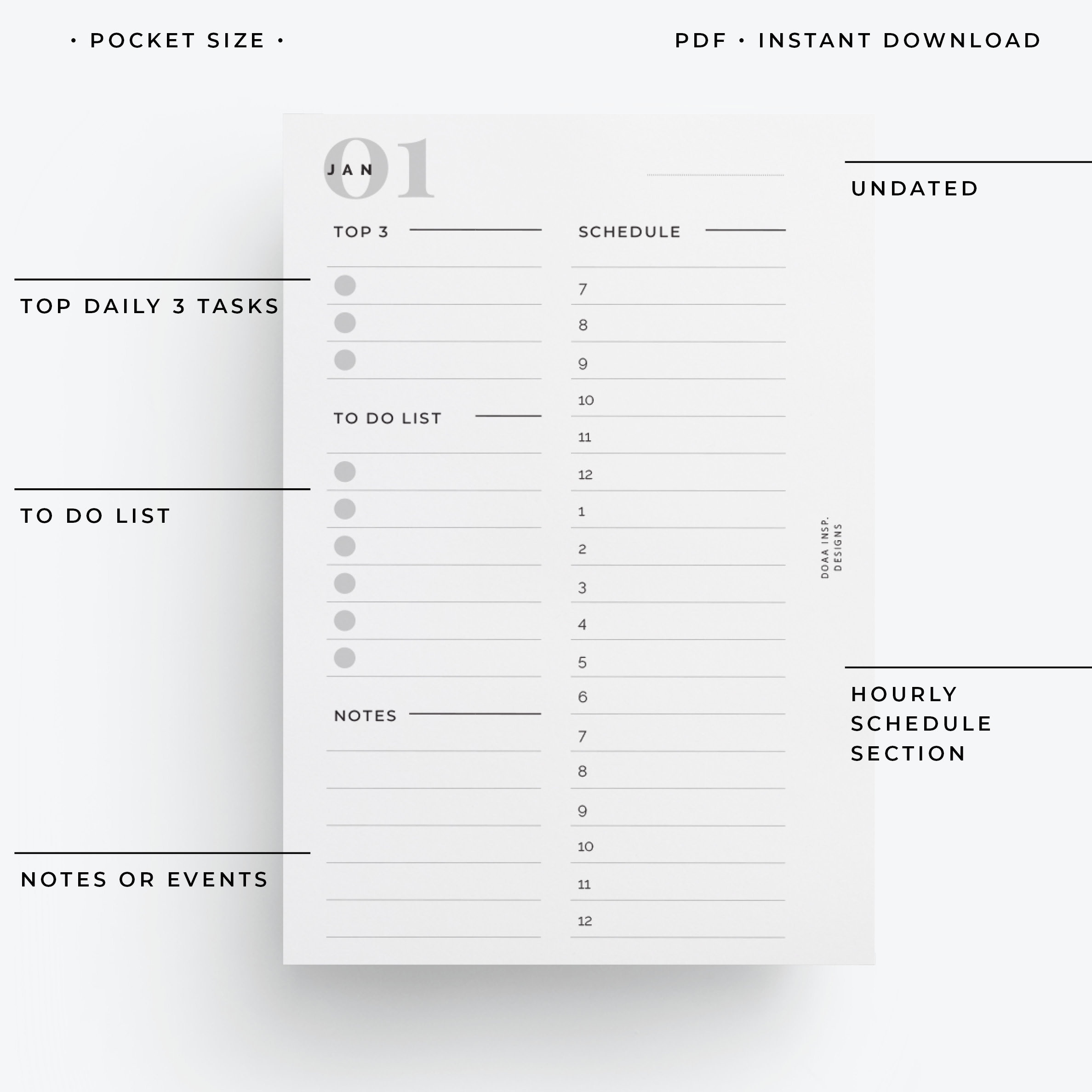Pocket Size Daily Planner Printable Pocket Daily Agenda Etsy Pocket size daily planner printable pocket daily agenda etsy