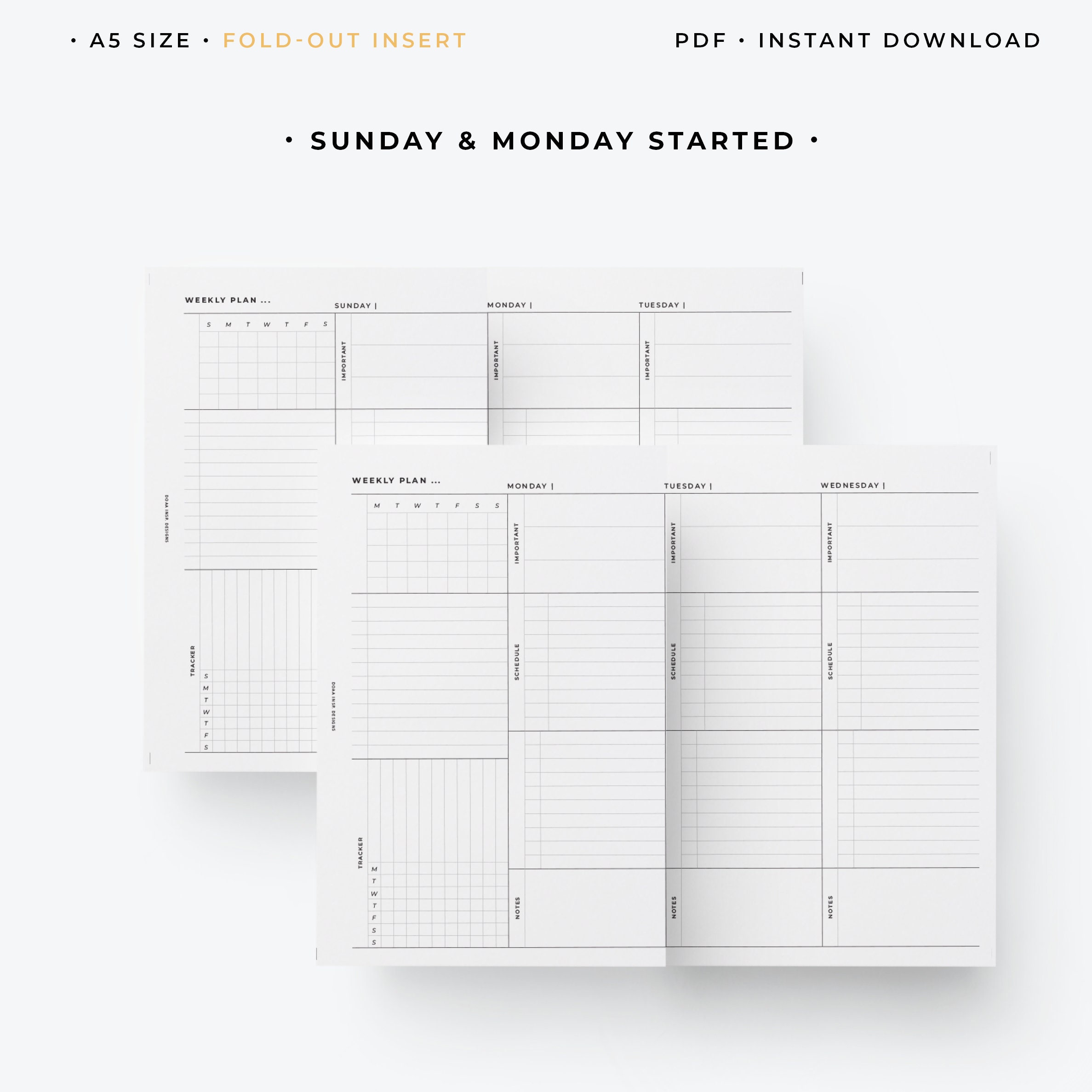A5, Fold-out Vertical Weekly Planner Printable Collaboration With ...