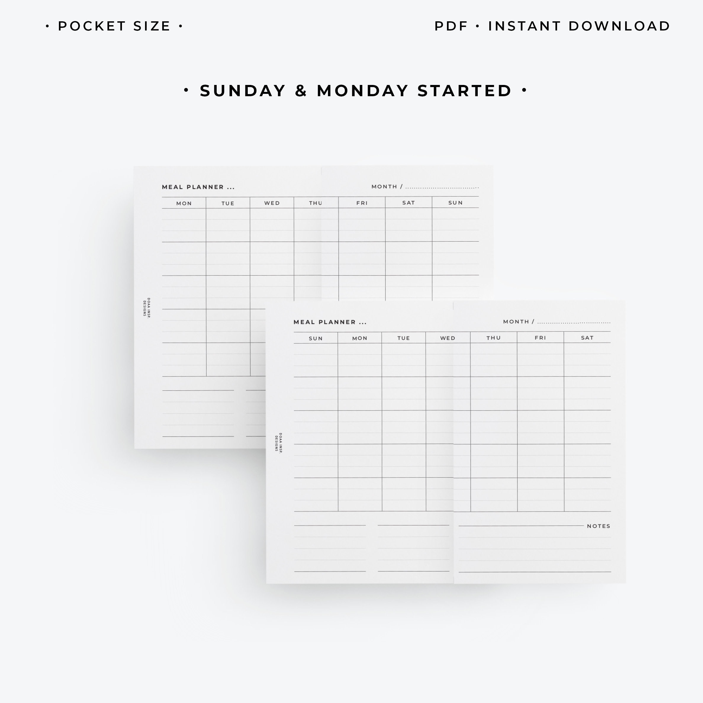 Pocket Size Foldout Monthly Meal Planner Insert, Meal Plan Printable - Etsy