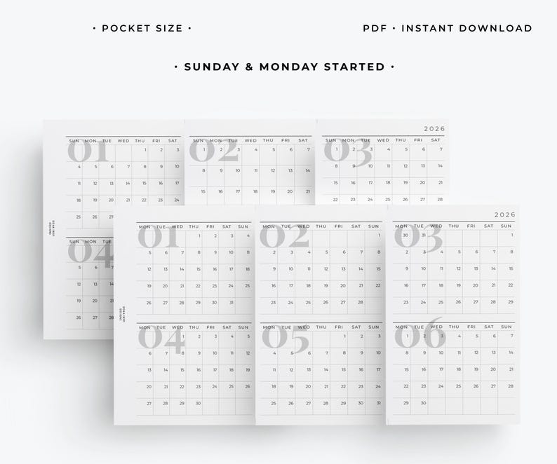 2026 Pocket Printable Foldout Calendar | Modern Collection - Etsy Canada