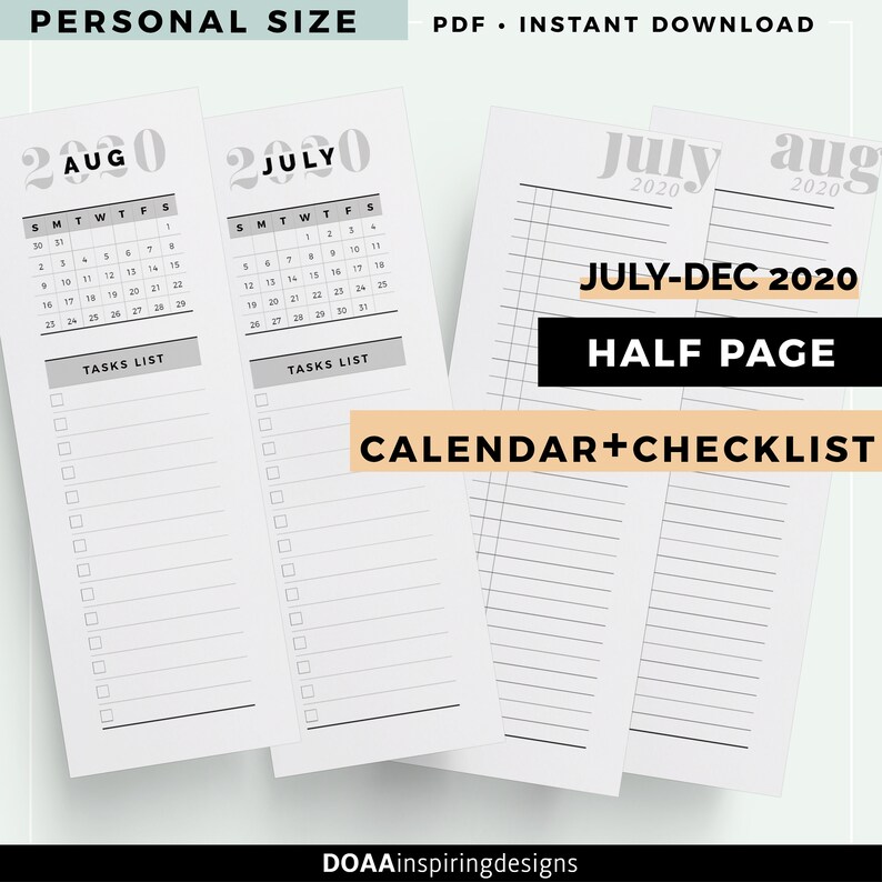 Personal size half sheet monthly overview Half Sheet | Etsy