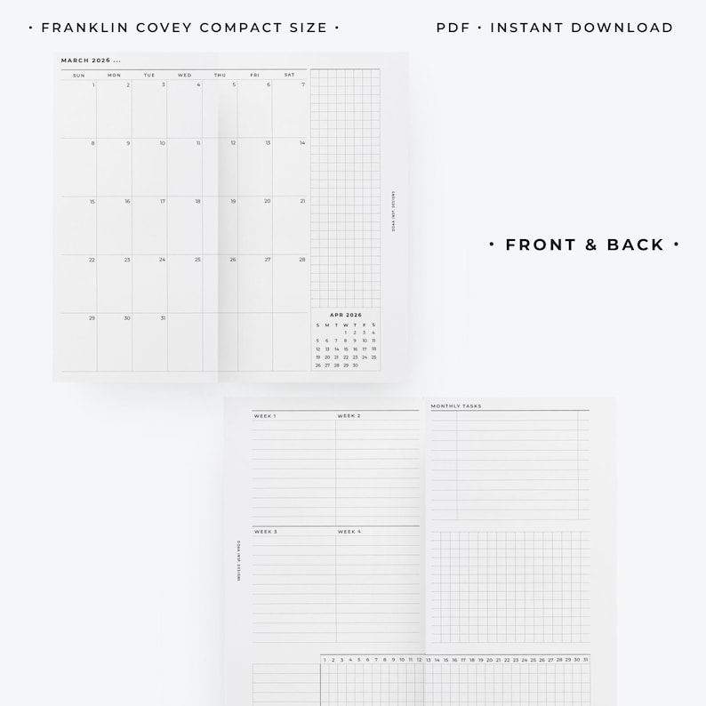 2026 Foldout Monthly Overview Planner Insert Printable | Minimal ...