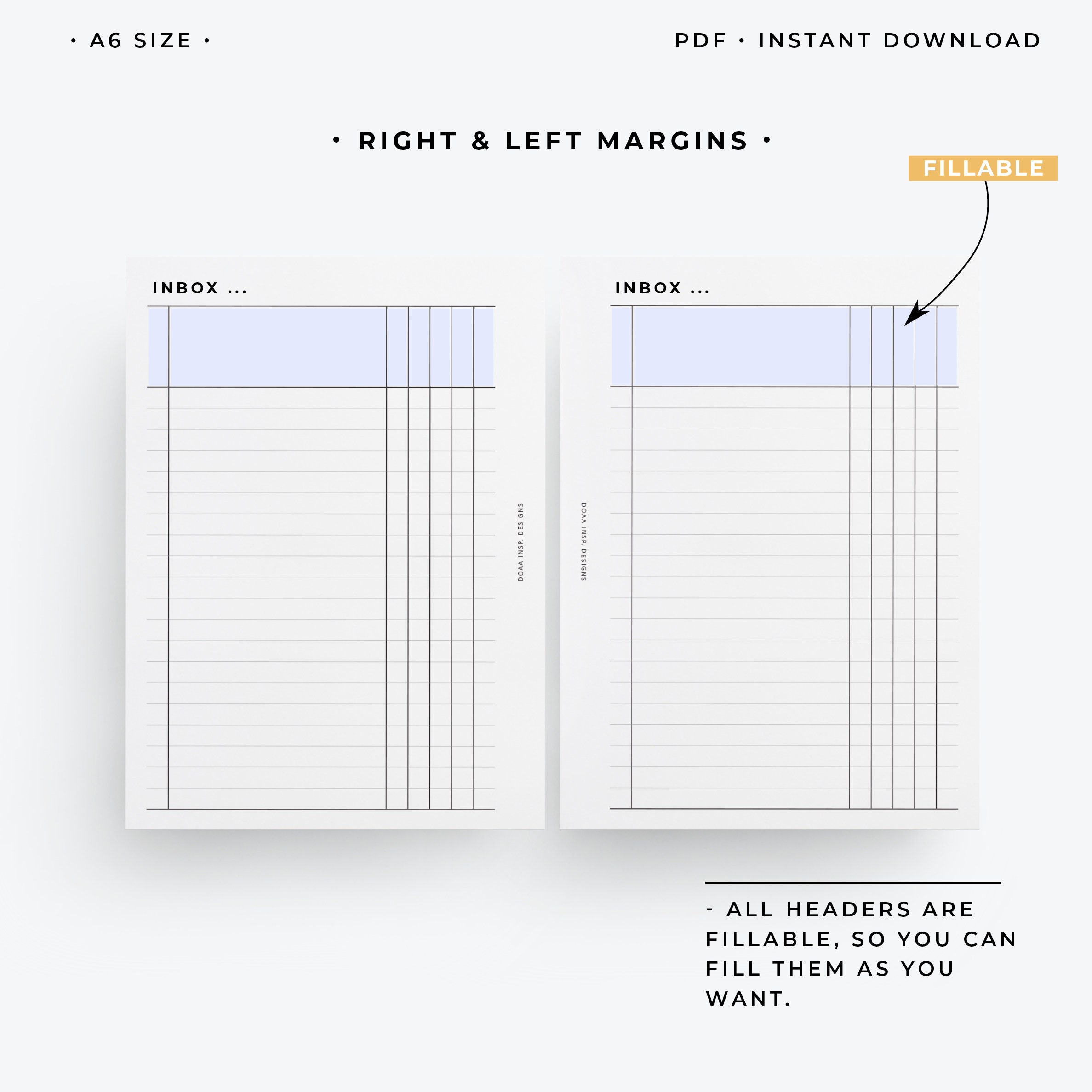 A6 Fillable Inbox Printable Planner Insert (digital Download) - Etsy