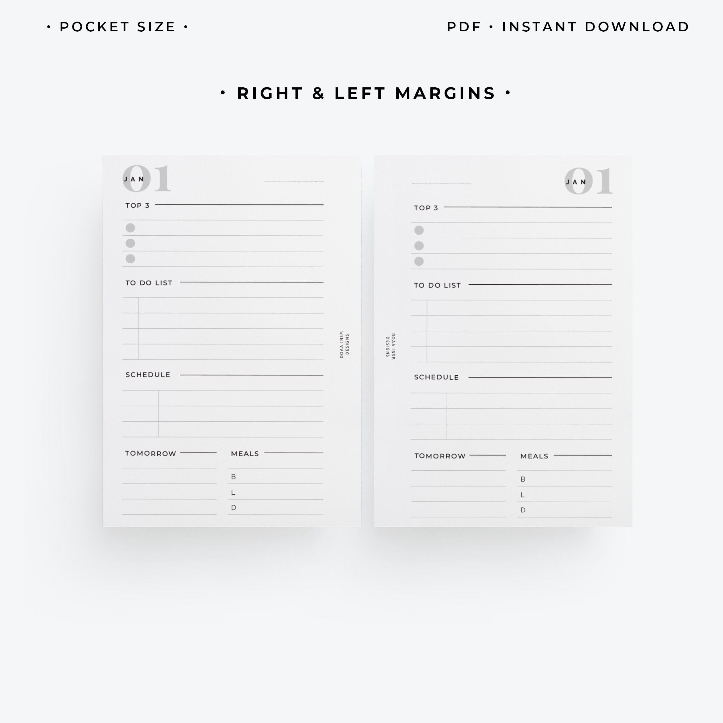 Pocket Size Daily Planner Printable Pocket Daily Agenda Etsy