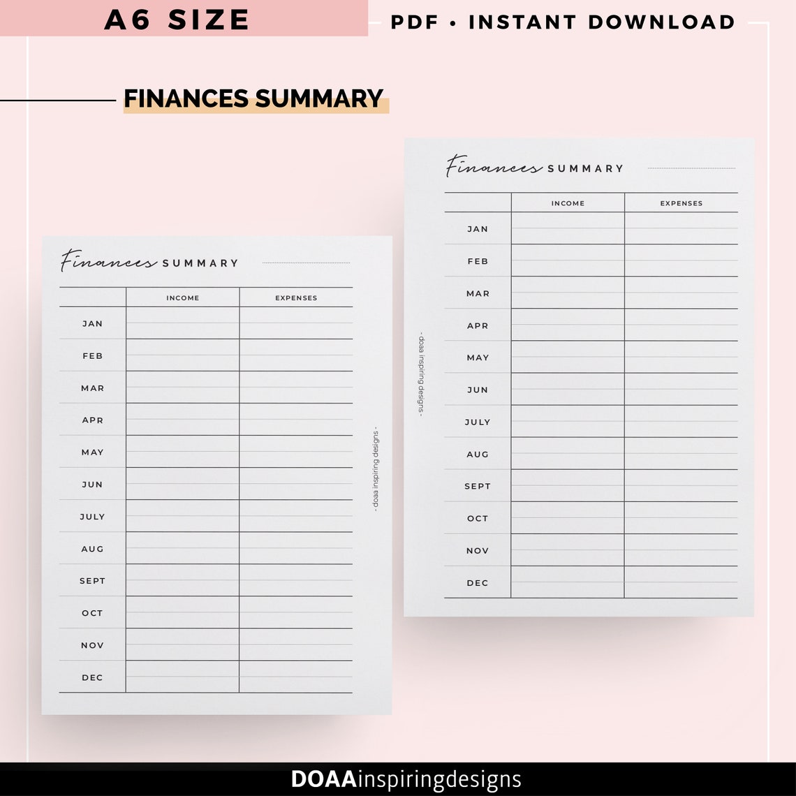 Printable a6 expense tracker - wizardsvar