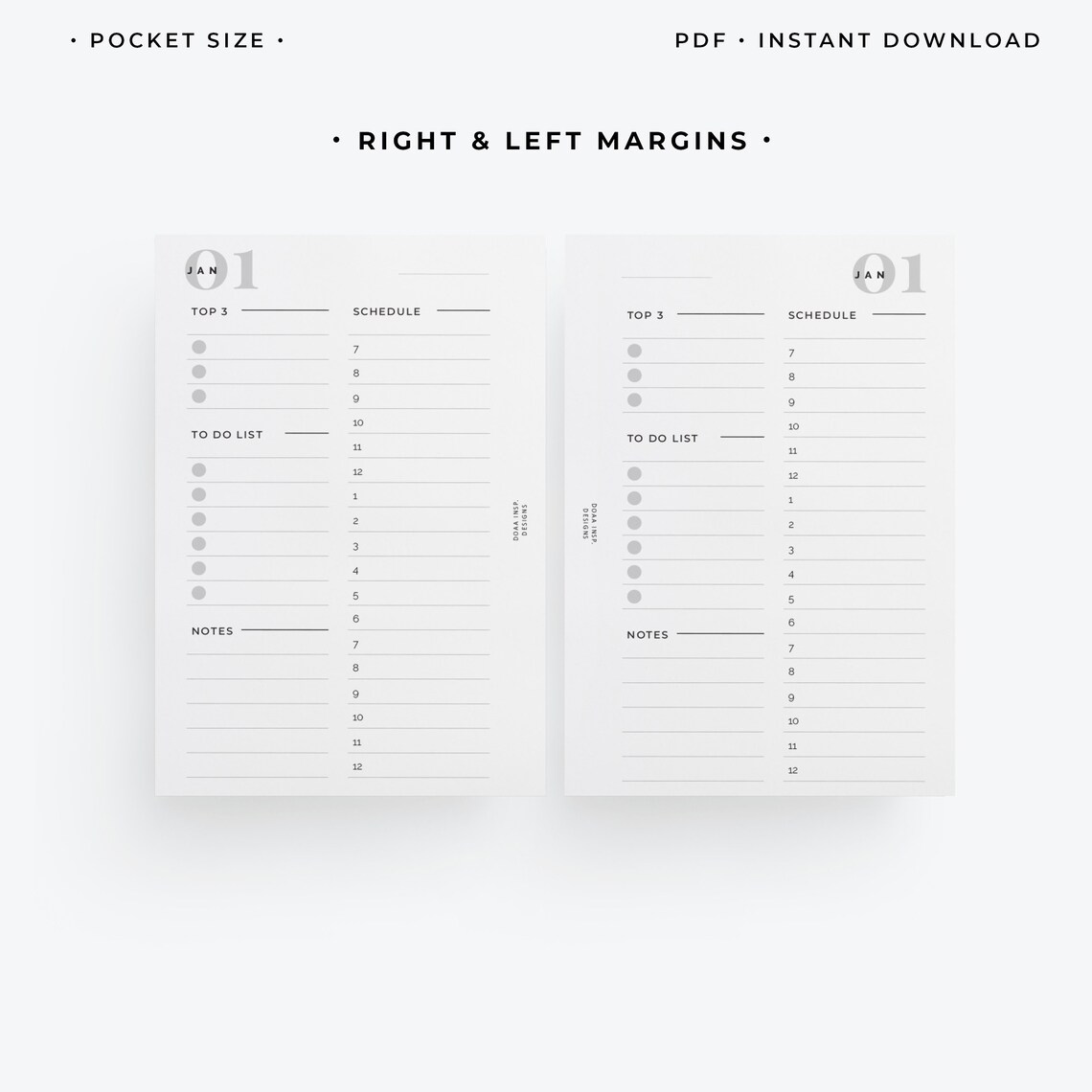 Pocket Size Daily Planner Printable Pocket Daily Agenda Etsy