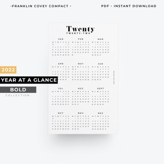 Fcc Schedule 2022 Fcc 2022 Year At A Glance 2022 Yearly Calendar Franklin | Etsy