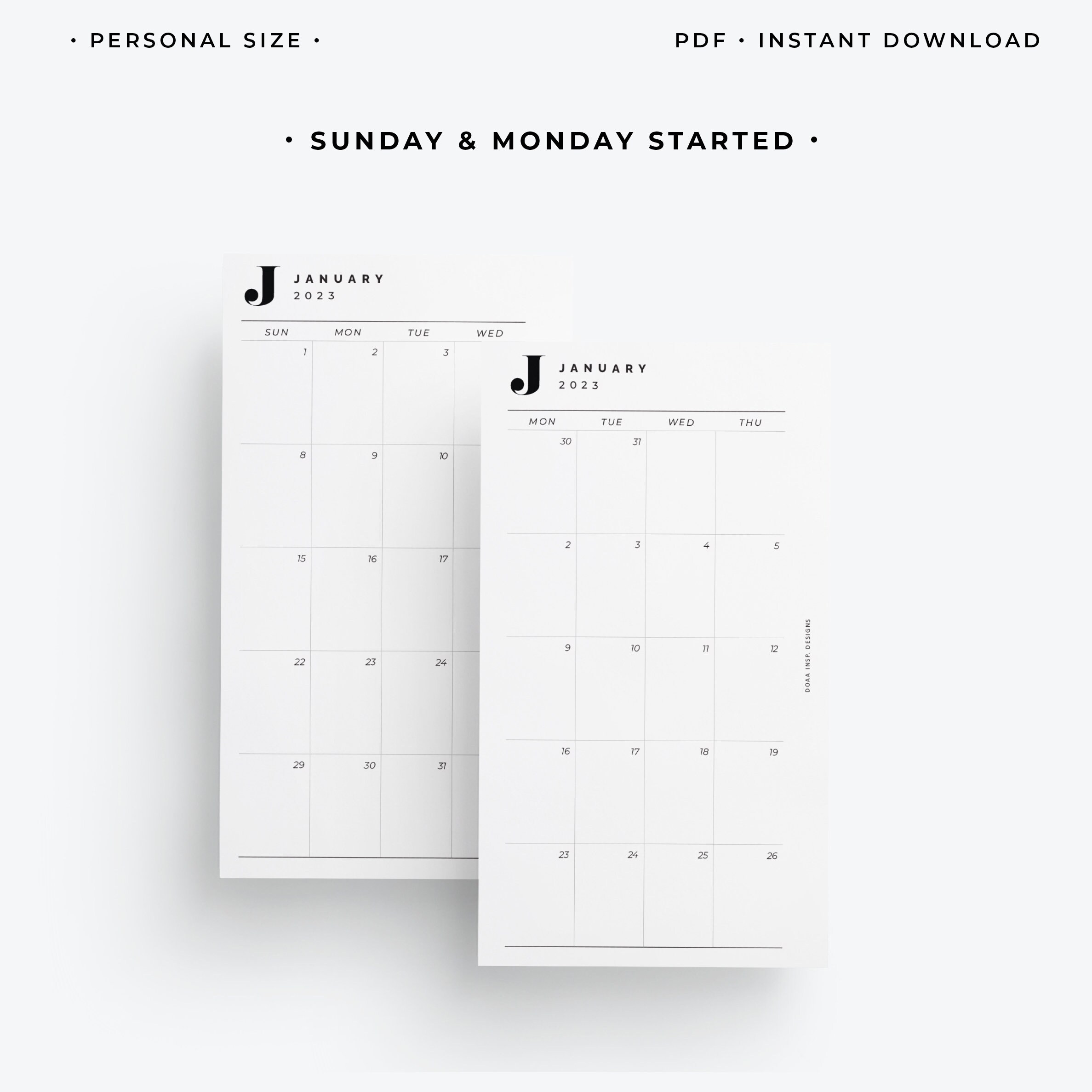 Personal Size 2023 Monthly Planner 2023 Monthly Calendar Etsy