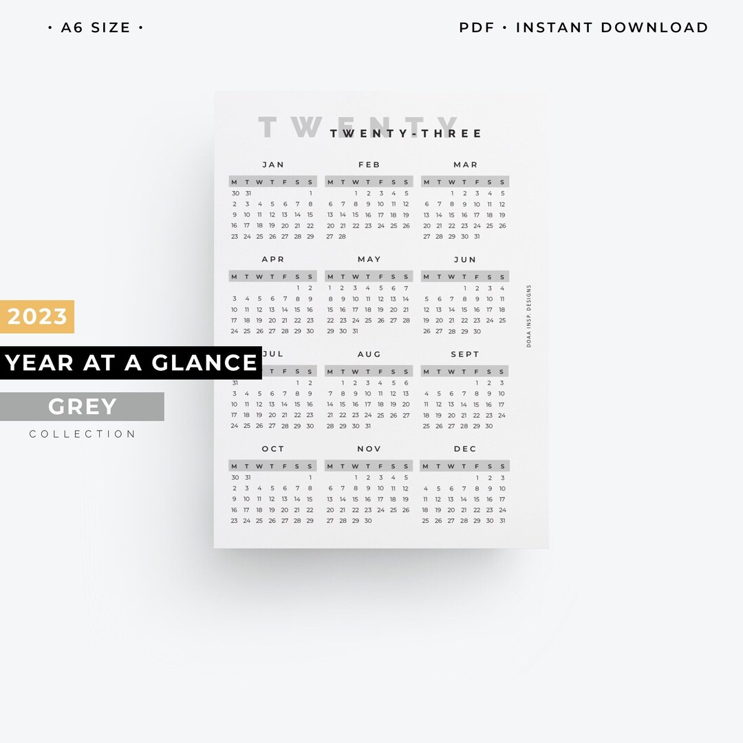 A6 2023 Yearly Calendar 2023 A6 Planner Printable 2023 A6 - Etsy
