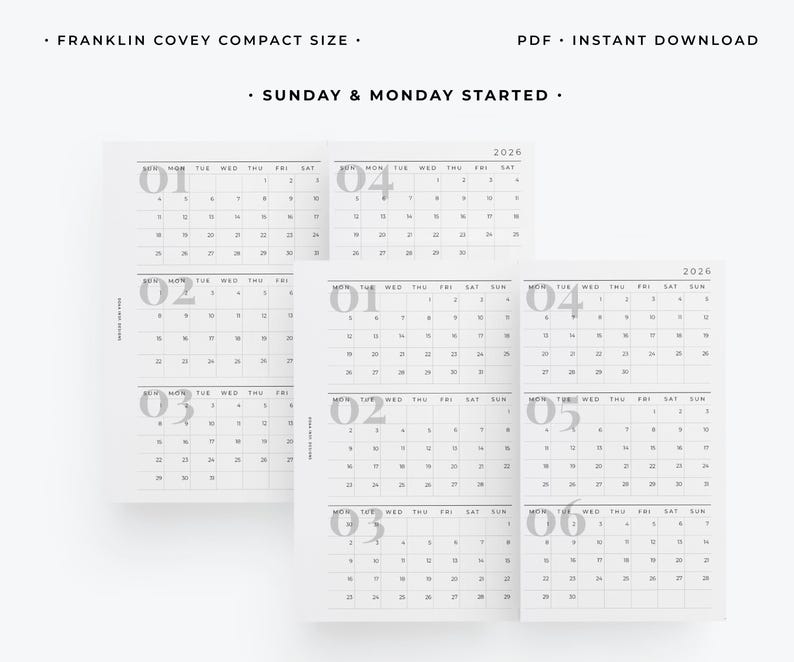 2026 FCC Foldout Monthly Calendar Printable Planner | Modern Collection ...