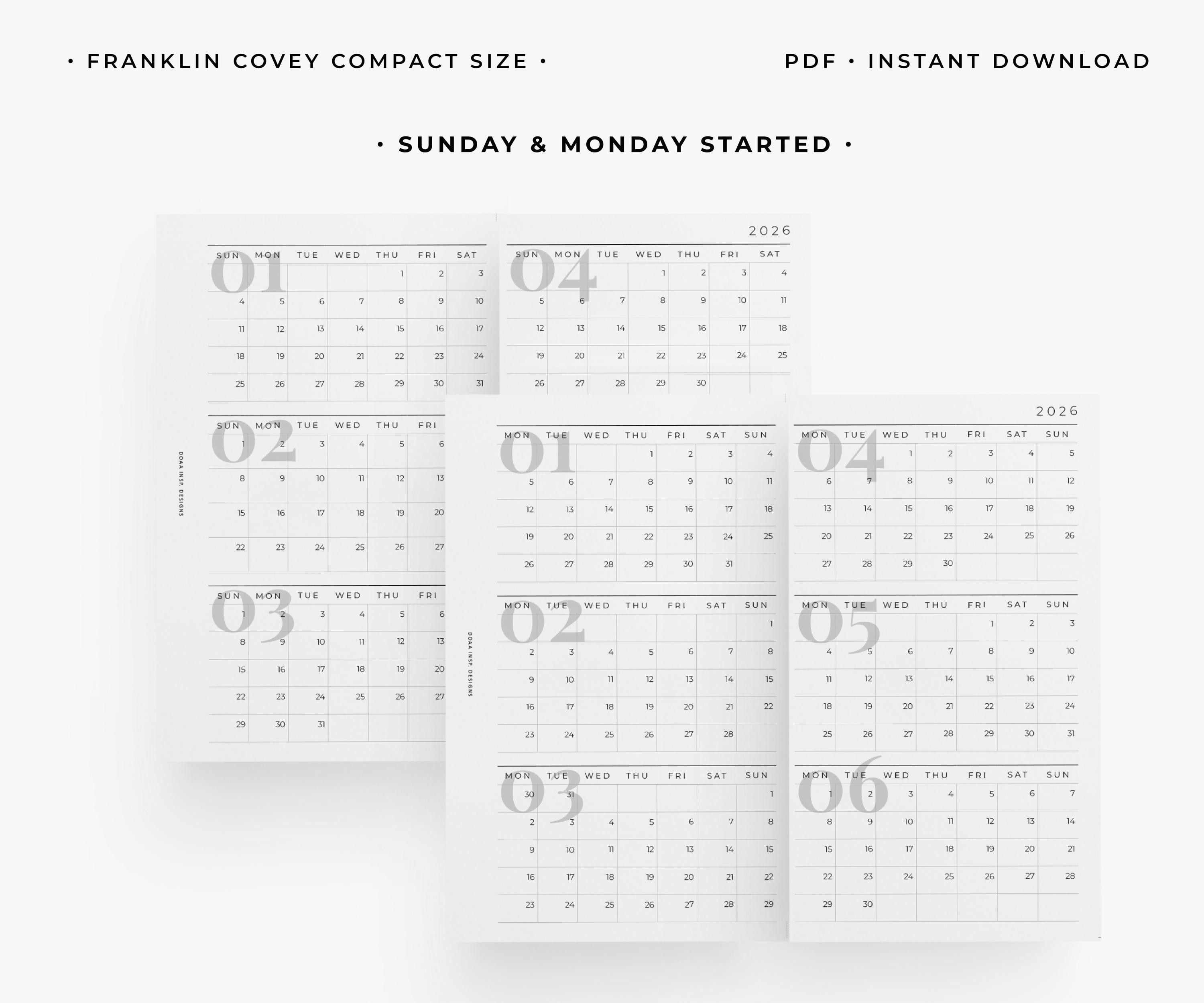 2026 FCC Foldout Monthly Calendar Printable Planner | Modern Collection ...