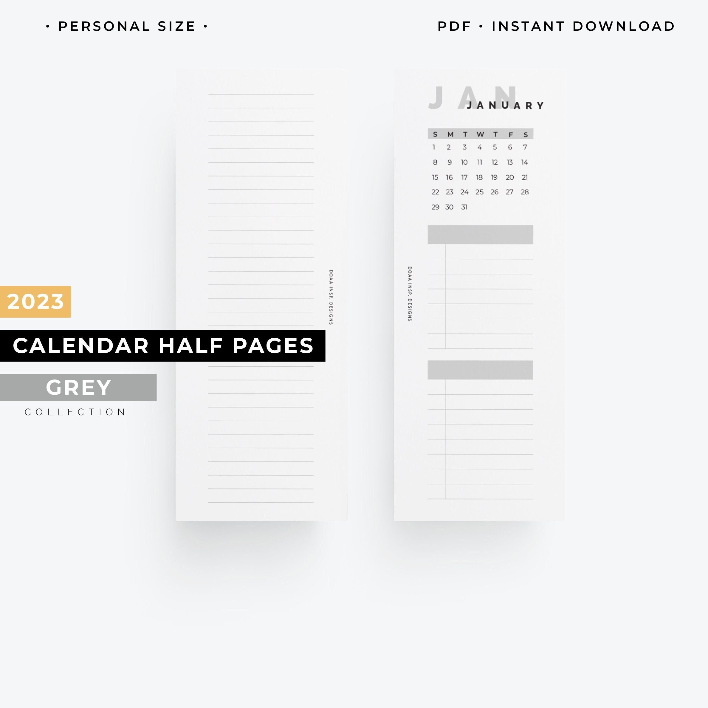 Personal Size 2023 Half Sheet Monthly Calendar Half Sheet - Etsy
