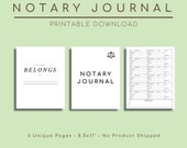 Notary Journal, Notary Public Signing Agent, Form, Supplies, Template, Record Book, Logbook