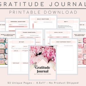 Gratitude Journal, Money and Self Love Affirmations Card, Daily Gratitude List Quote Diary Prompts and Notes, Challenge