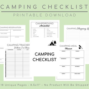 Camping Checklist, RV Camper Planner, Camper Packing List, Trailer, Family Camping Life Trip, Log, Organizer