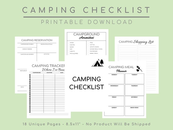 Camping Checklist RV Camper Planner Camper Packing List