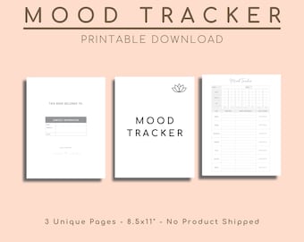Rastreador de estado de ánimo, gráfico mensual del medidor de estado de ánimo, diario de registro, descarga imprimible, plantilla