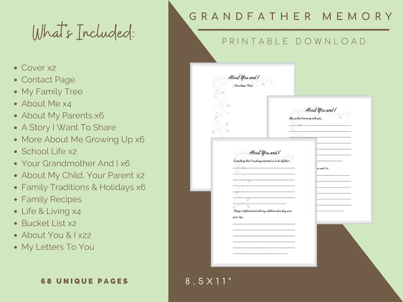 Grandfather Memory Book Grandpa Legacy Book Grandparent - Etsy