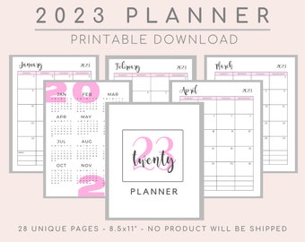 2023 Calendar Printable, Weekly Calendar, Weekly Planner Diary, Monthly Template, Planner Printable