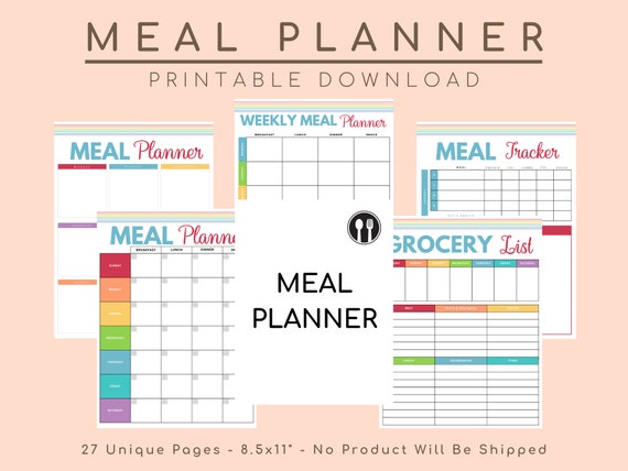 Meal Planner Menu Planning Weekly Planner Plan Template