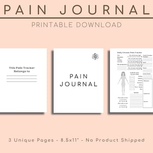 Pain Journal, Pain Management Scale, Chronic Symptom Tracker, Fibromyalgia Awareness, Chart, Diary