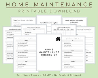 Home Maintenance Checklist, Household Improvement, Management, Home Maintenance Planner, House Log