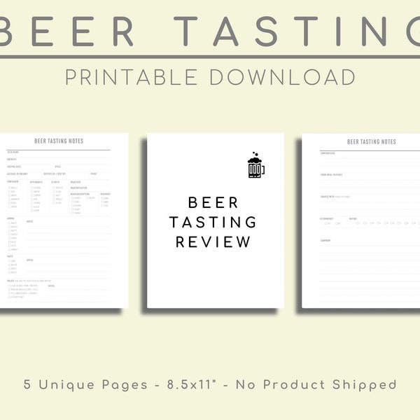 Beer Tasting Review, Beer Gifts, Scorecard, Rating Sheets, Flight Gift