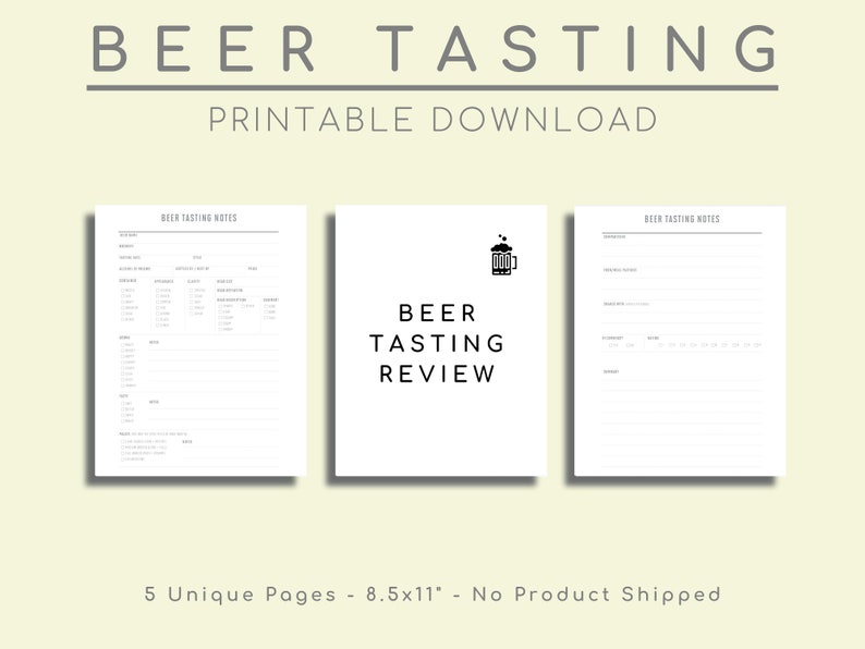 Beer Tasting Review, Beer Gifts, Scorecard, Rating Sheets, Flight Gift
