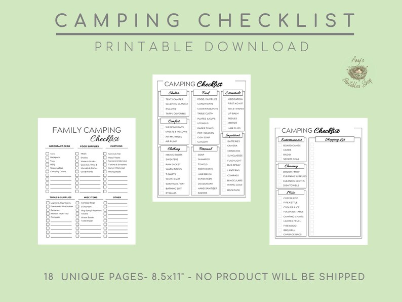 Camping Checklist RV Camper Planner Camper Packing List Etsy Canada