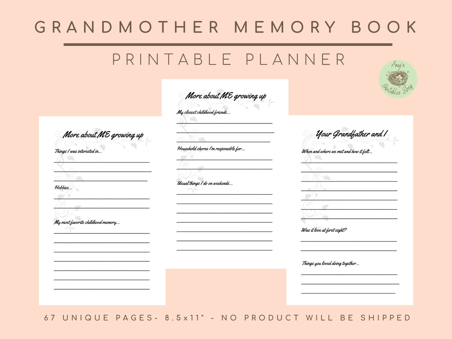 Grandmother Memory Book Grandmother Legacy Journal Grandma Etsy