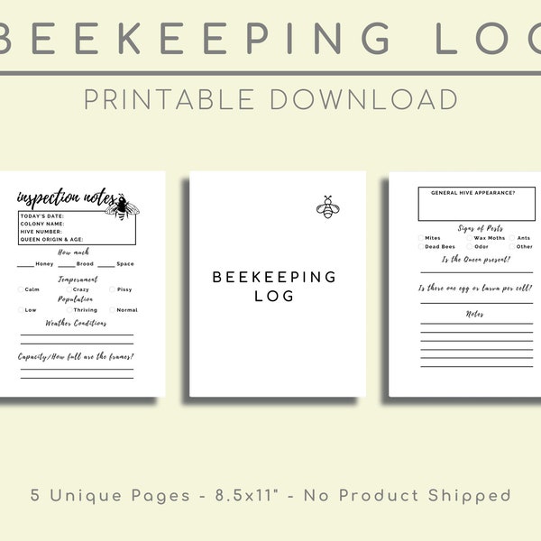 Beekeeping Log, Beekeeper Gift, Beehive Kit, Honey Bee Hive, Hive Inspection Notes, Beekeeping Supplies, Beekeeper Book