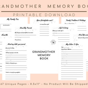 Libro de memoria de la abuela, Diario del legado de la abuela, Regalos de la abuela, Regalos de los abuelos, Libro de la abuela, Recuerdo