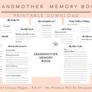 Grandmother Memory Book, Grandmother Legacy Journal, Grandma Gifts, Grandparent Gifts, Grandma Book, Keepsake