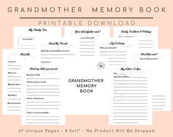 Grandmother Memory Book, Grandmother Legacy Journal, Grandma Gifts, Grandparent Gifts, Grandma Book, Keepsake