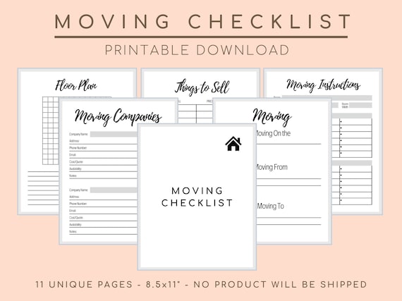 Moving Checklist, Floor Plan Grid, Moving Out, Company, Home Location, Packing List, Announcement Gift