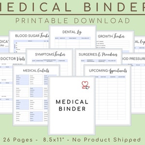 Medical Binder Planner, Medical Journal, Family History Records, Blood Pressure Health And Symptoms Tracker Kit, Wellness Plan