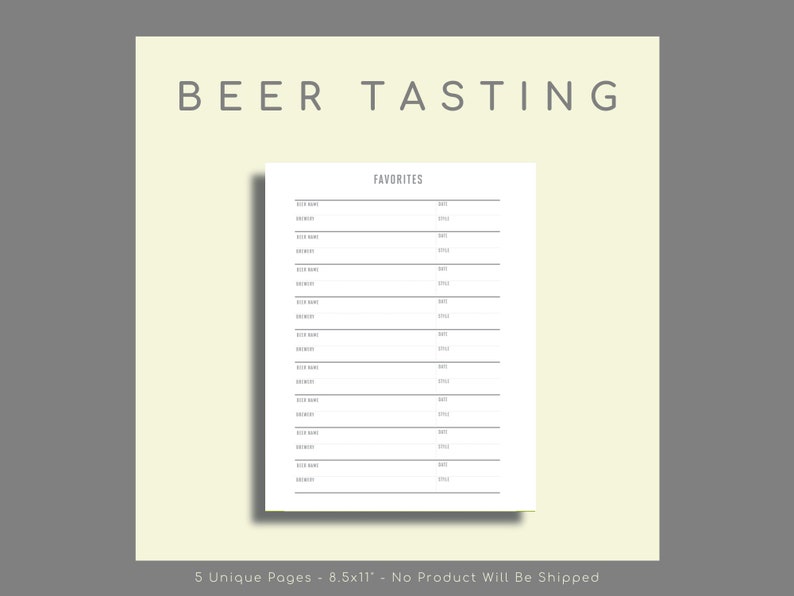 Beer Tasting Review Beer Gifts Scorecard Rating Sheets Etsy