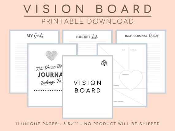 Vision Board Template Dream Journal Law of Attraction - Etsy