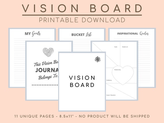 Vision Board Template, Dream Journal, Law Of Attraction Planner, Manifestation Abundance, Ideas, Digital, Printables