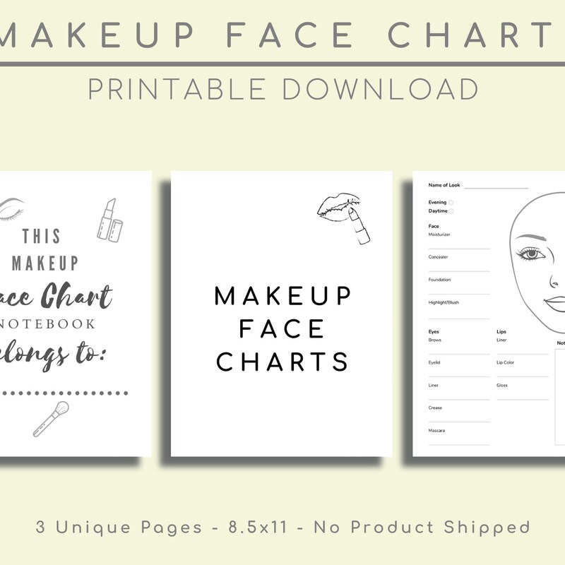 Makeup Face Charts Etsy Hong Kong