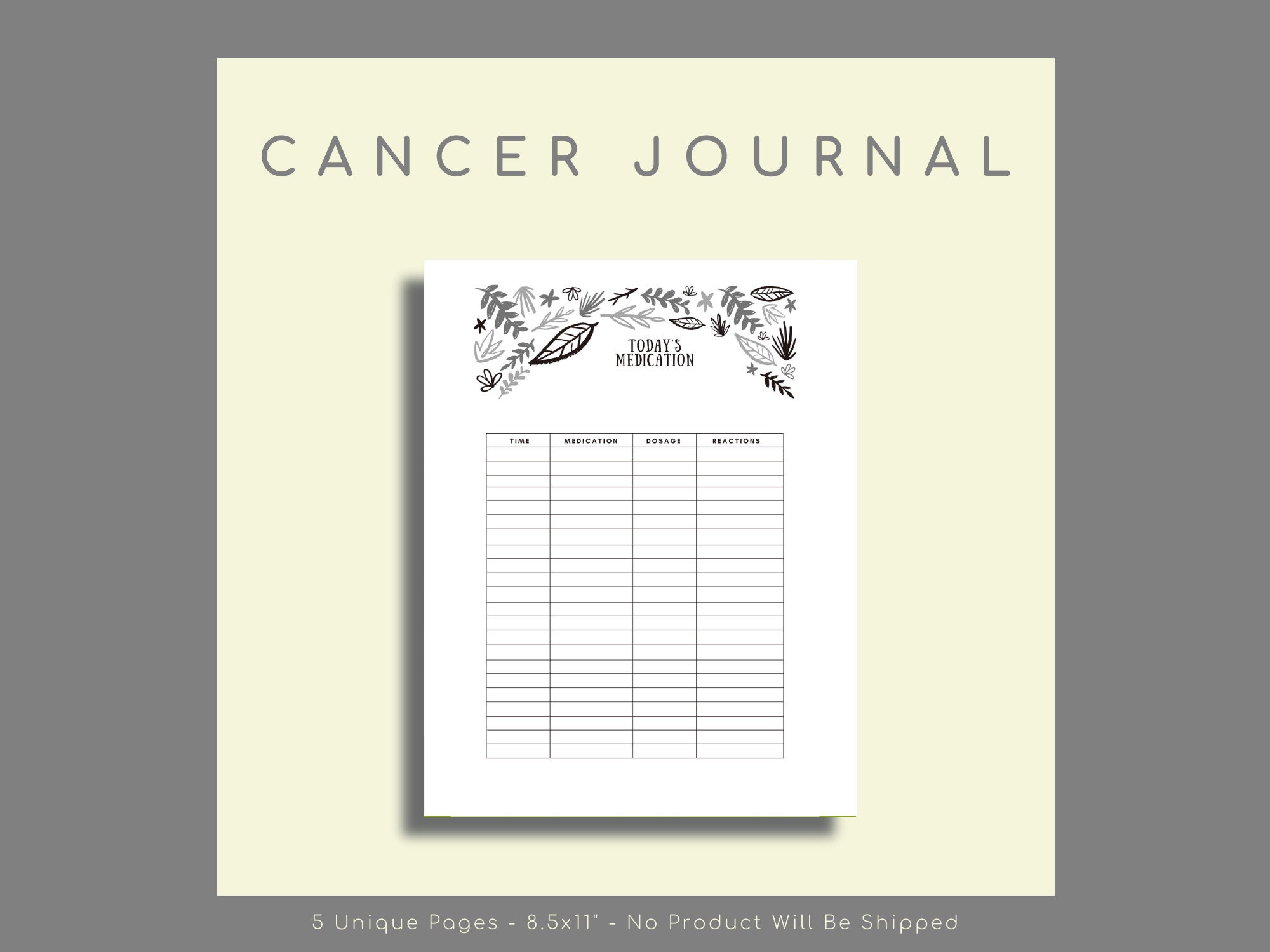 Cancer Journal, Chemotherapy Diary, Treatment, Chemo Log