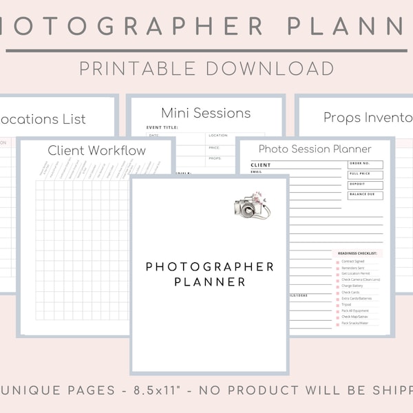 Photographer Planner, Photography Book, Photo Session Workflow Chart, Photography Business Template, Digital Download