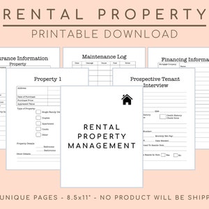 Rental Property Management, Property Management, Income and Expense Log, Maintenance Log, Tenant Interview