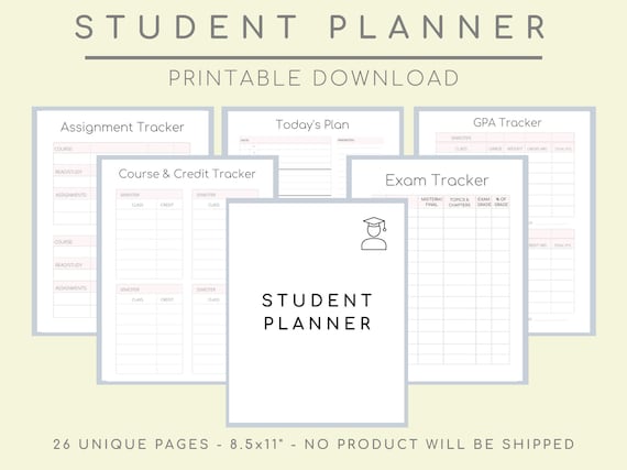 Student Planner, College Student Academic CV Calendar, Back to College  Weekly Planner, Book, Schedule Tracker, Journal - Etsy